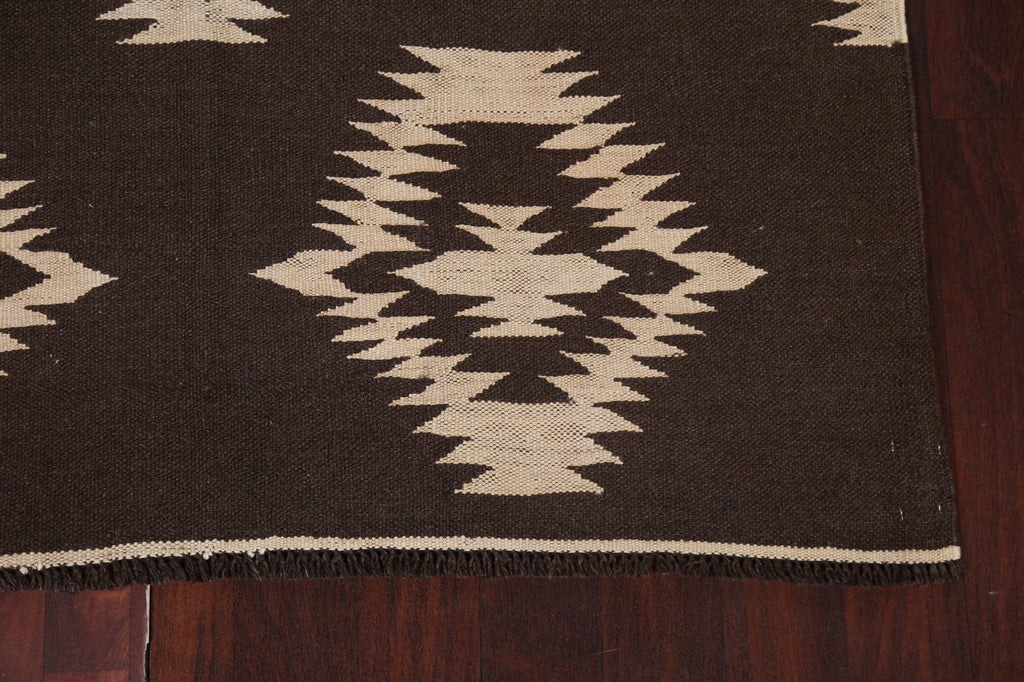 Natural Dye Geometric Kilim Oriental Area Rug 5x7