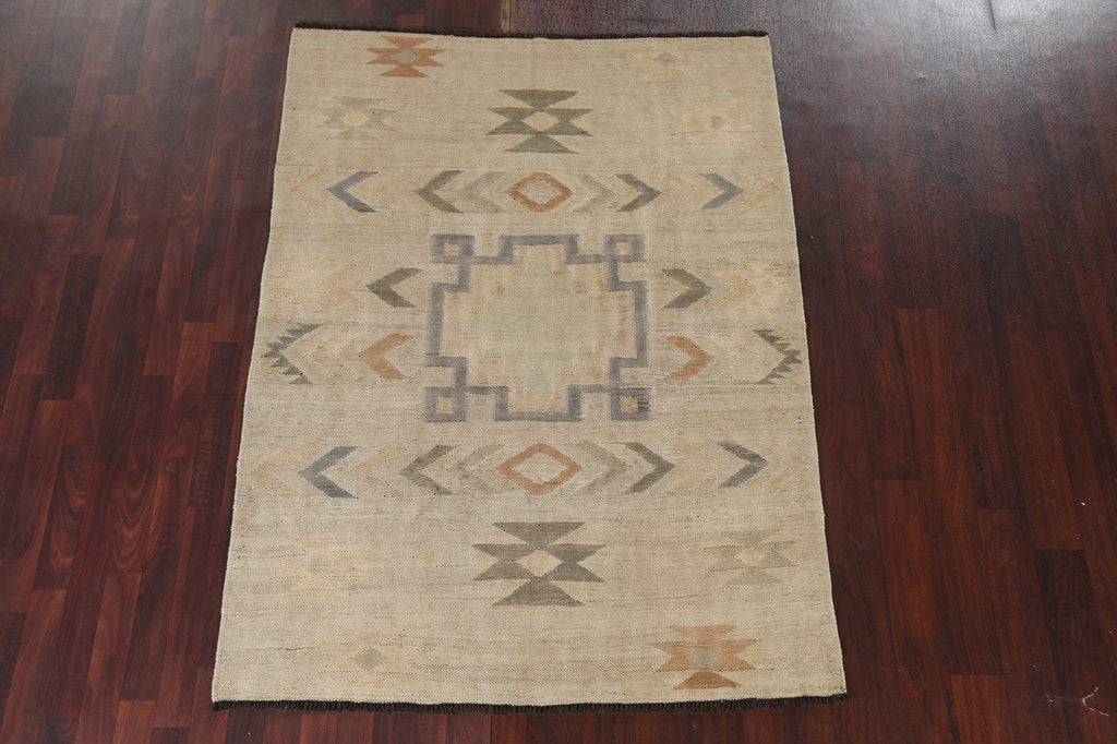 Natural Dye Wool Kilim Oriental Area Rug 5x7