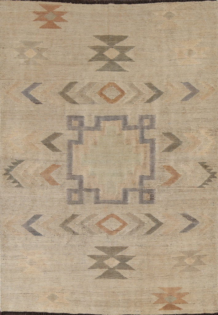 Natural Dye Wool Kilim Oriental Area Rug 5x7