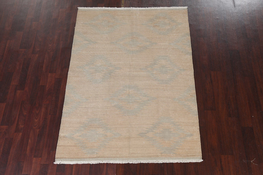 Natural Dye Wool Kilim Oriental Area Rug 5x7