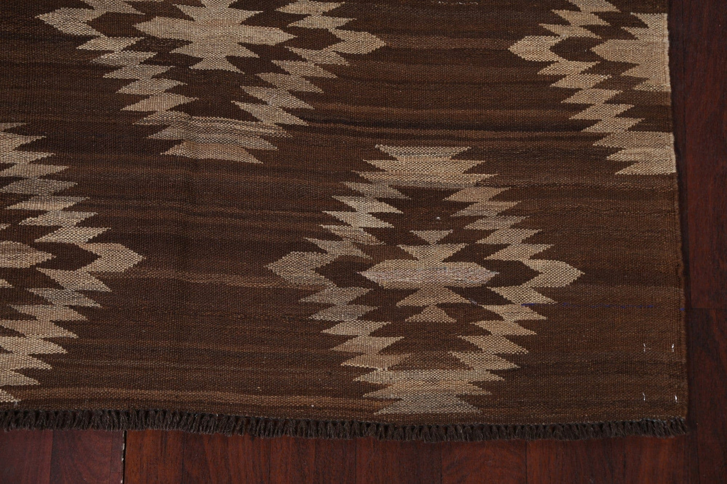 Natural Dye Brown Kilim Oriental Wool Rug 4x6