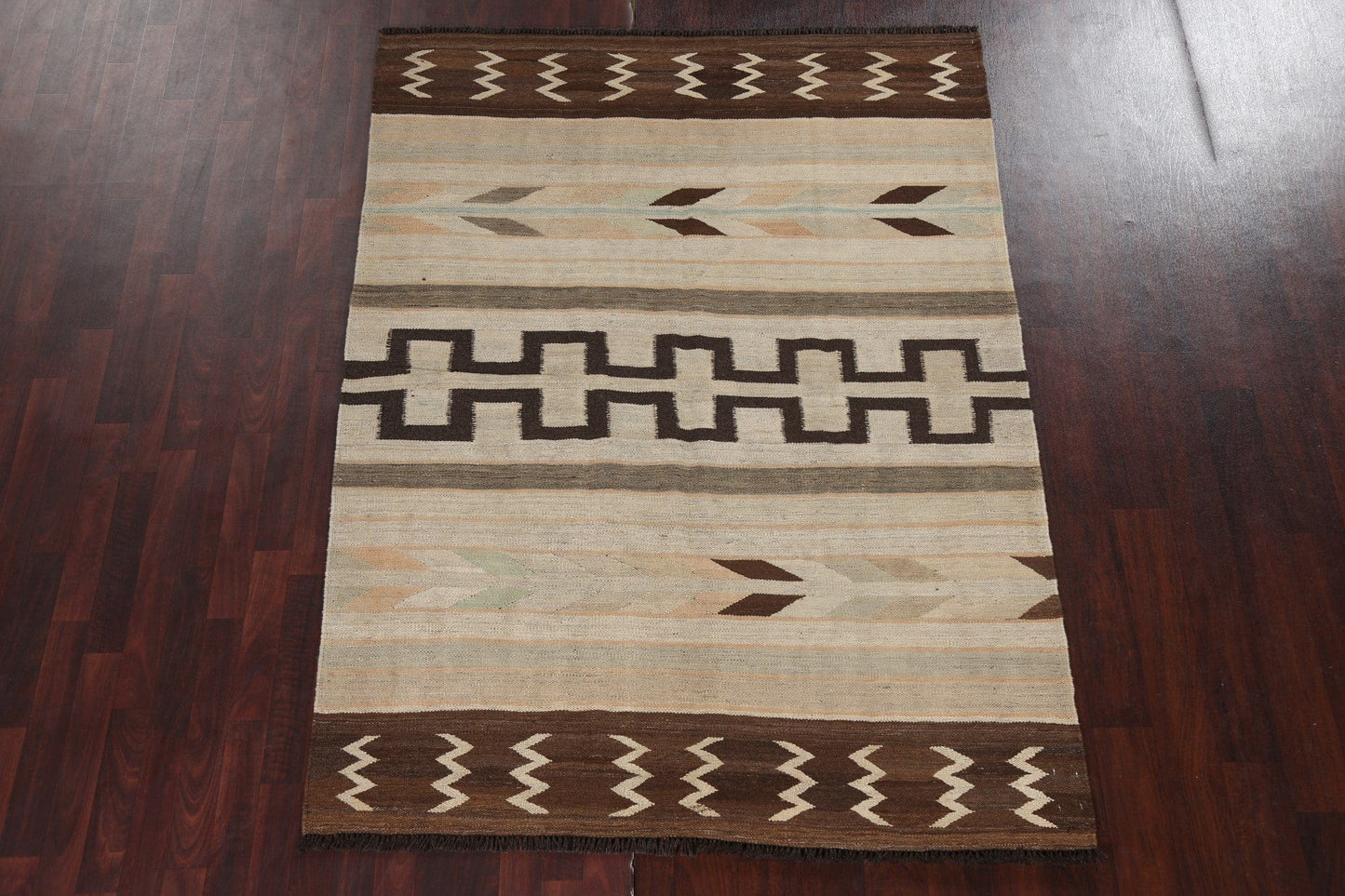 Natural Dye Tribal Kilim Oriental Area Rug 6x7