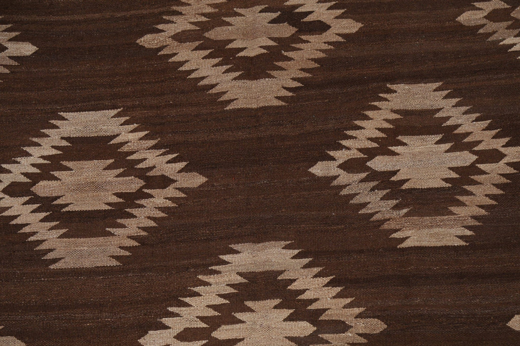 Natural Dye Brown Kilim Oriental Area Rug 5x7