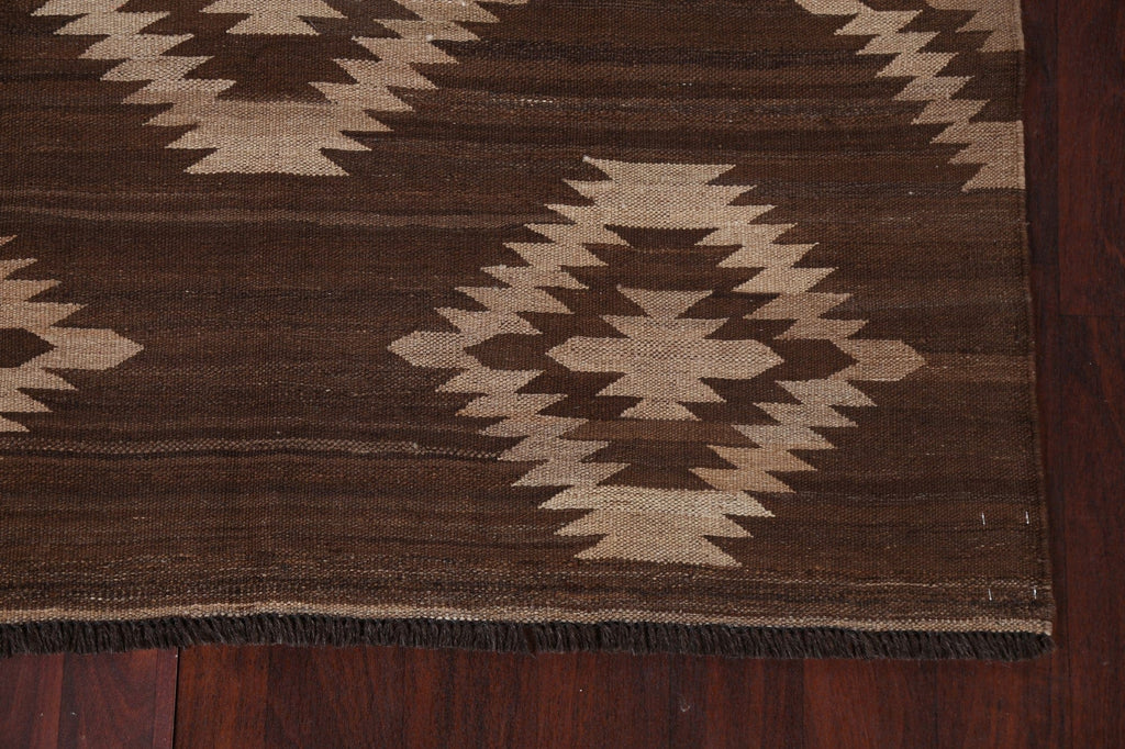 Natural Dye Brown Kilim Oriental Area Rug 5x7