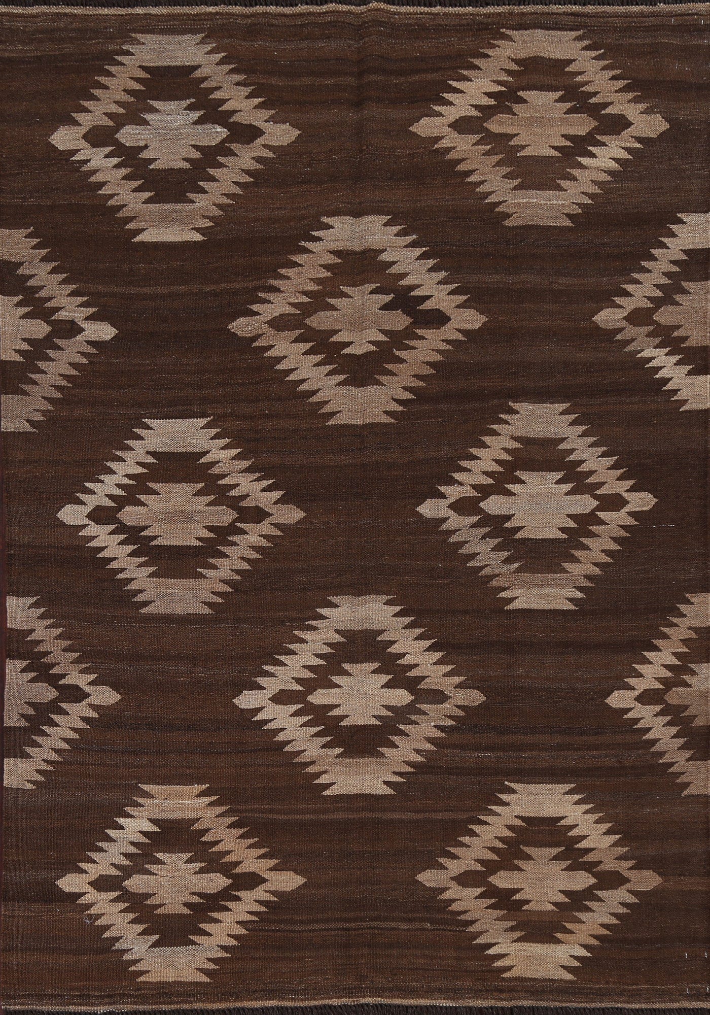 Natural Dye Brown Kilim Oriental Area Rug 5x7