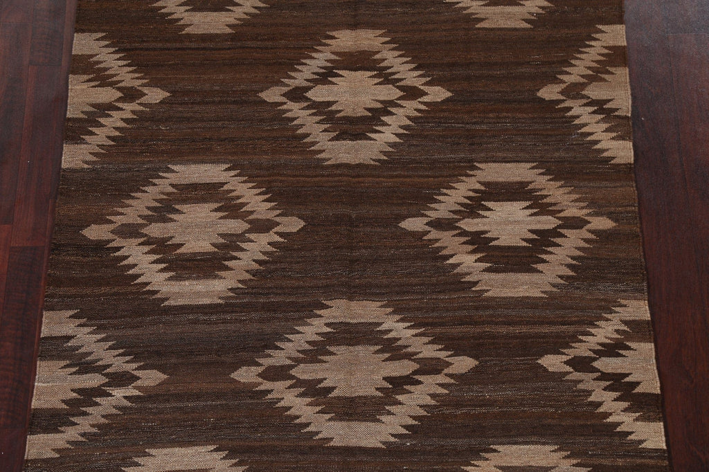 Natural Dye Brown Kilim Oriental Area Rug 5x7