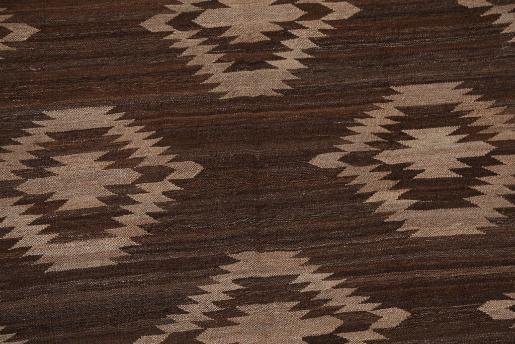 Natural Dye Brown Kilim Oriental Area Rug 5x7