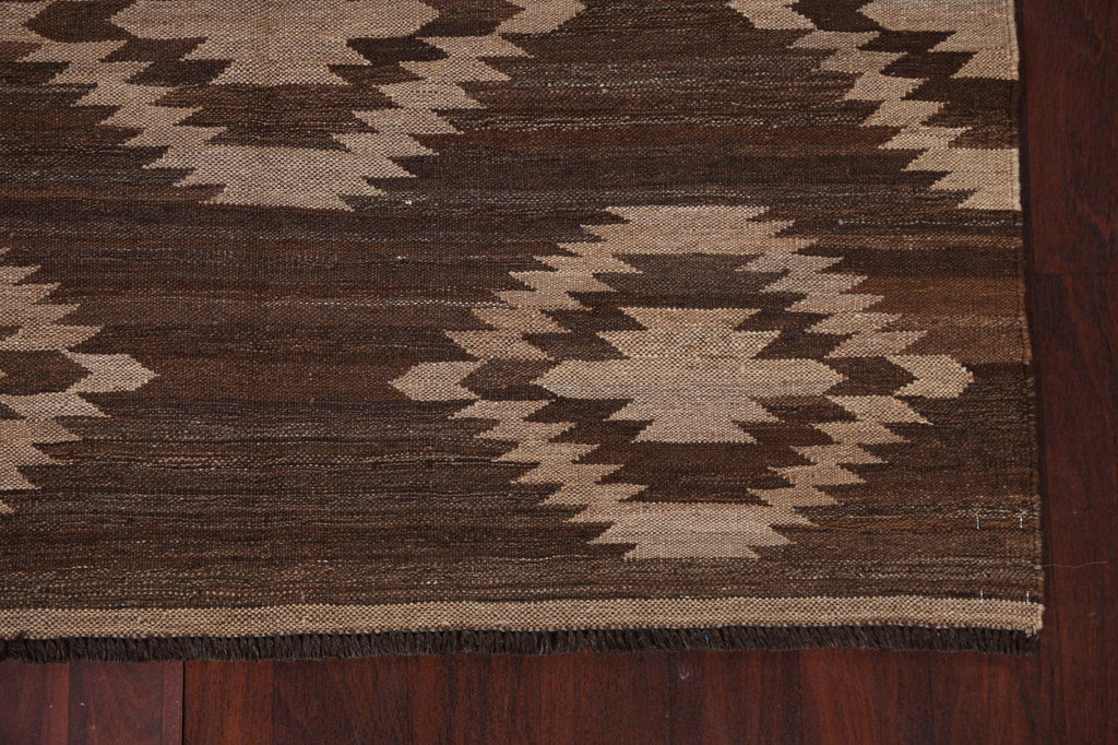 Natural Dye Brown Kilim Oriental Area Rug 5x7