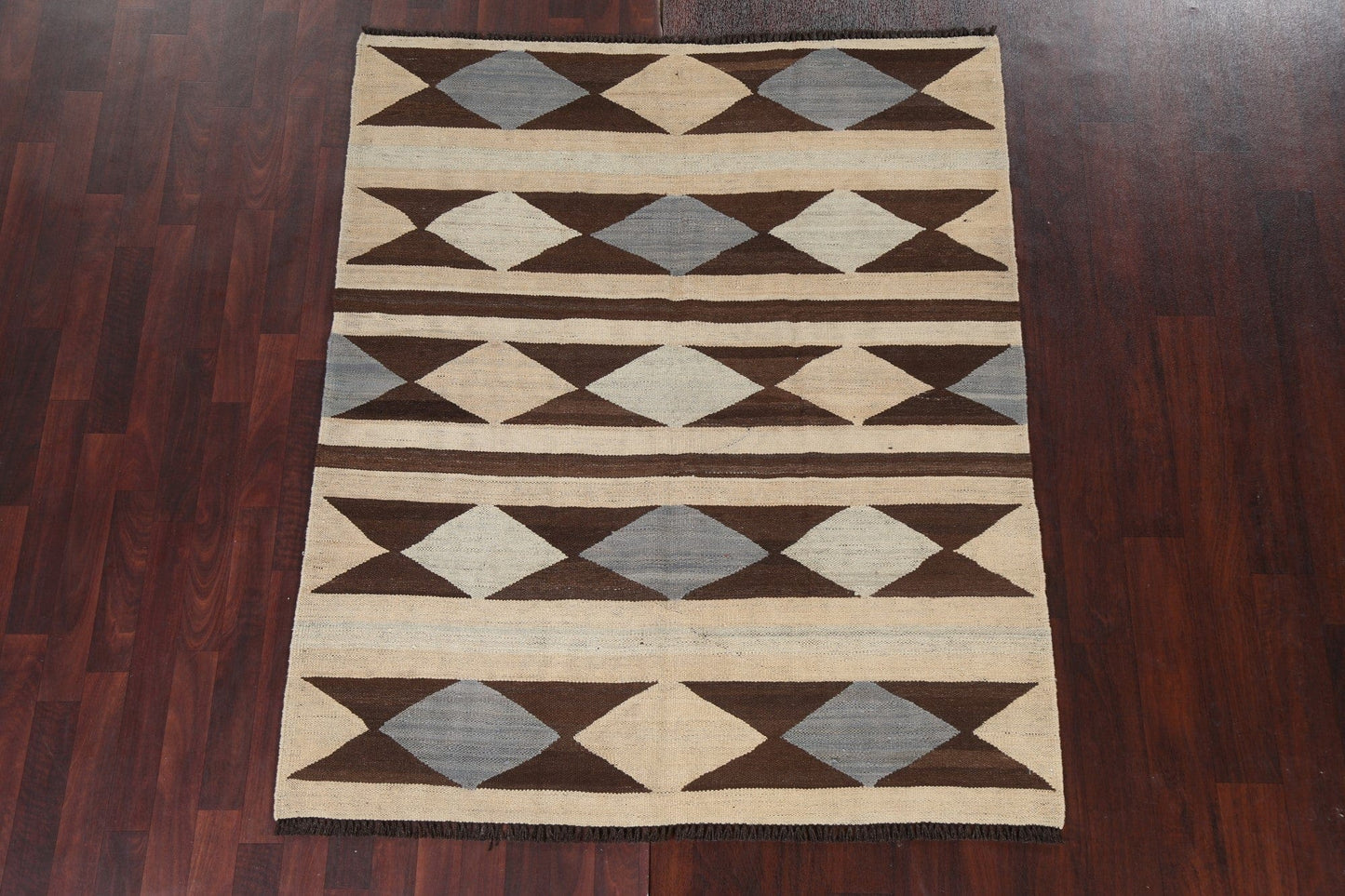 Natural Dye Geometric Kilim Oriental Area Rug 5x6