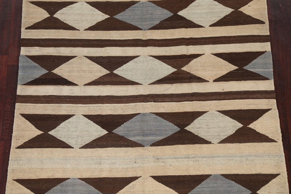 Natural Dye Geometric Kilim Oriental Area Rug 5x6