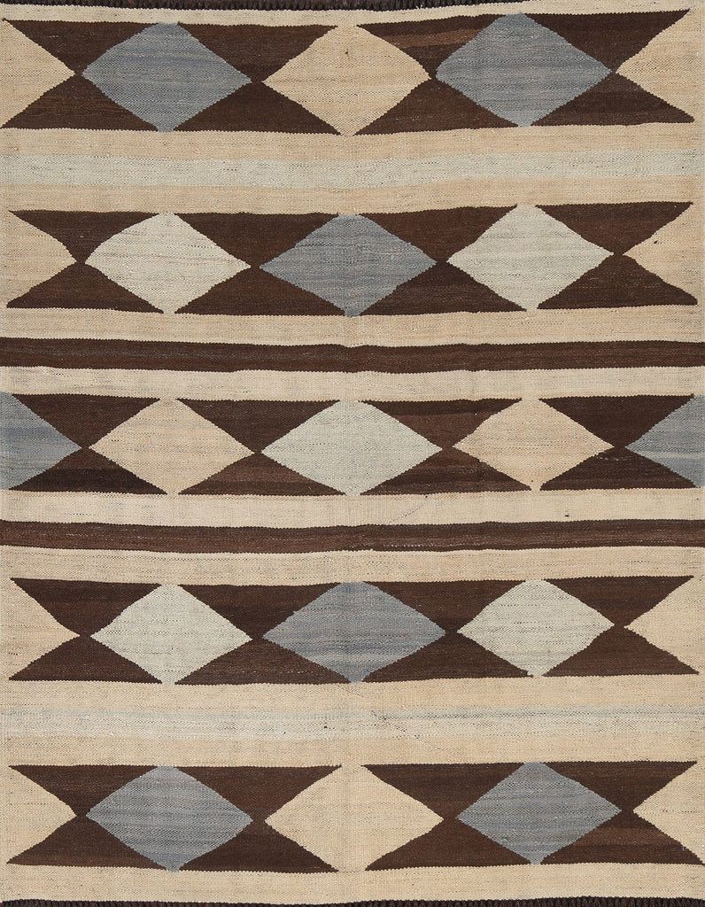 Natural Dye Geometric Kilim Oriental Area Rug 5x6