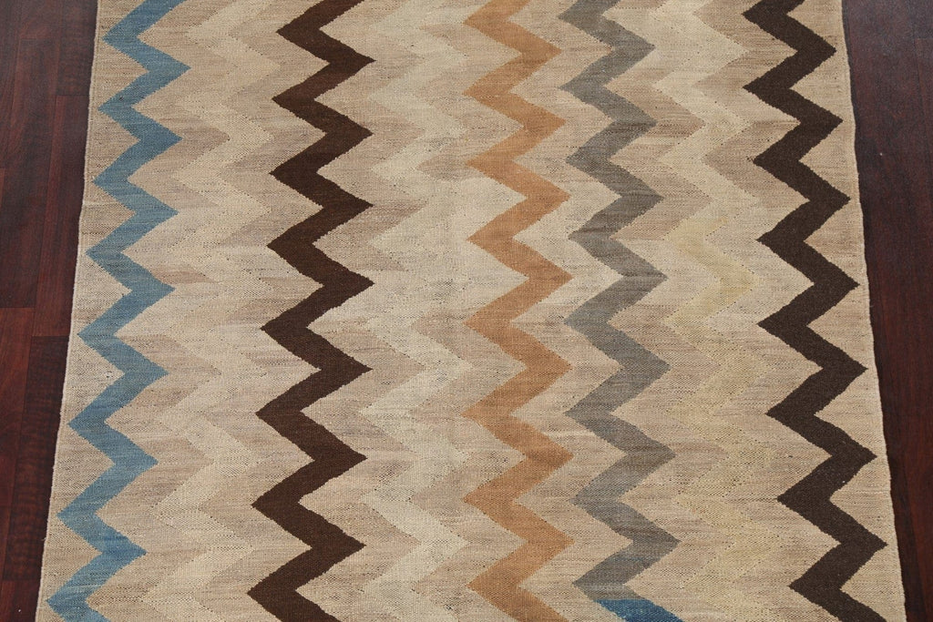 Chevron Style Wool Kilim Natural Dye Oriental Rug 5x7