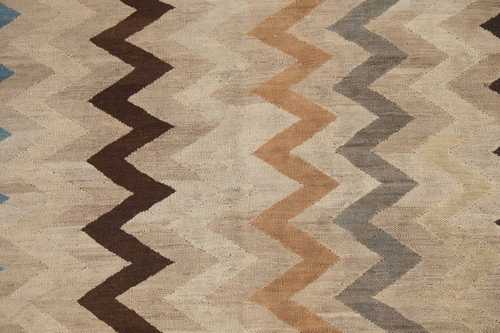 Chevron Style Wool Kilim Natural Dye Oriental Rug 5x7