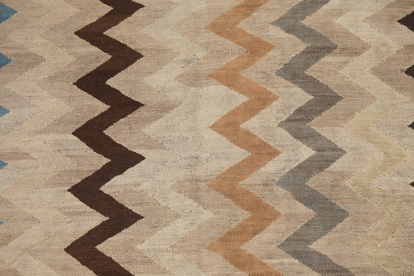 Chevron Style Wool Kilim Natural Dye Oriental Rug 5x7