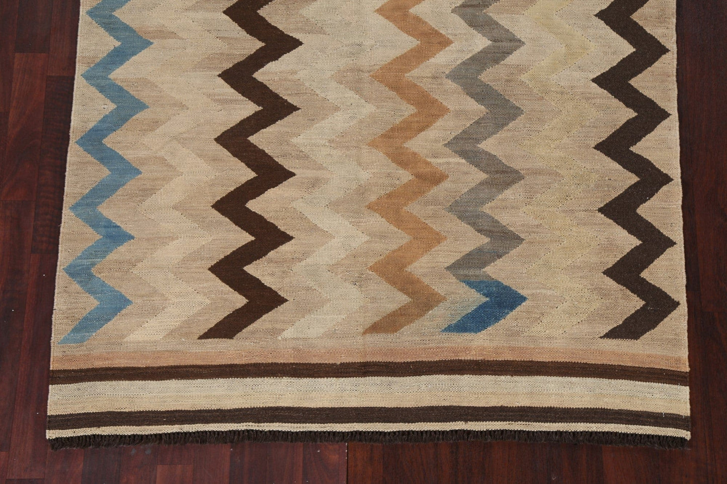 Chevron Style Wool Kilim Natural Dye Oriental Rug 5x7