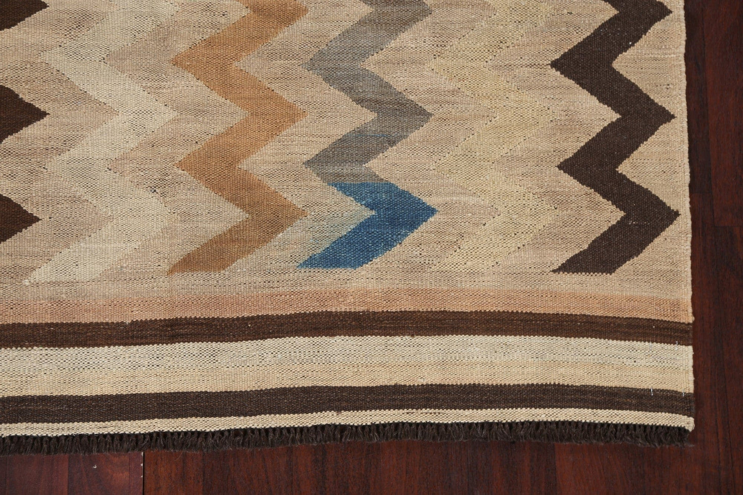 Chevron Style Wool Kilim Natural Dye Oriental Rug 5x7