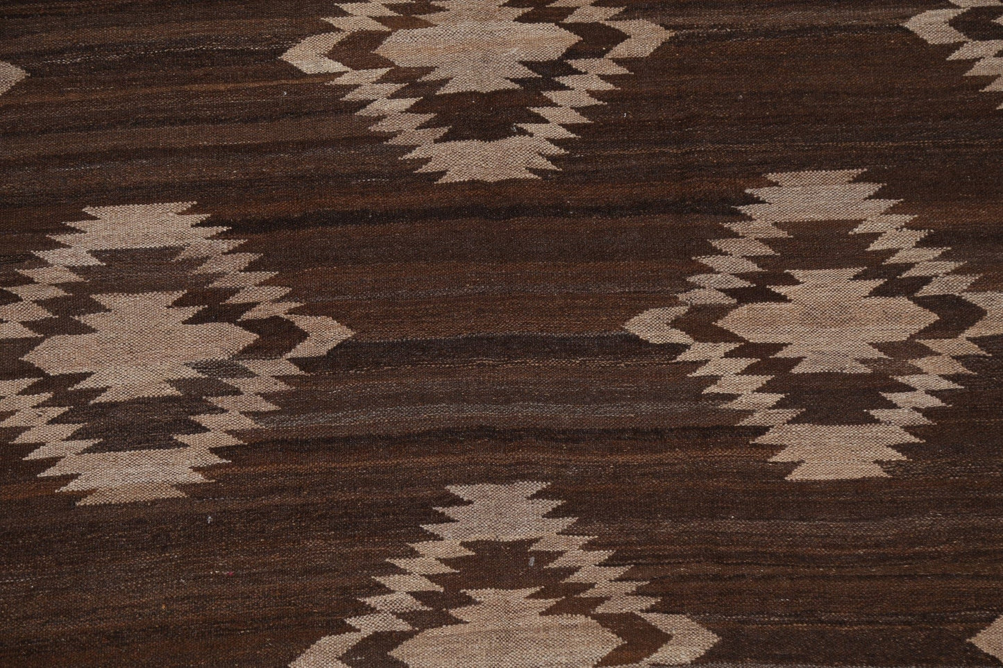 Brown Natural Dye Kilim Oriental Wool Rug 5x7