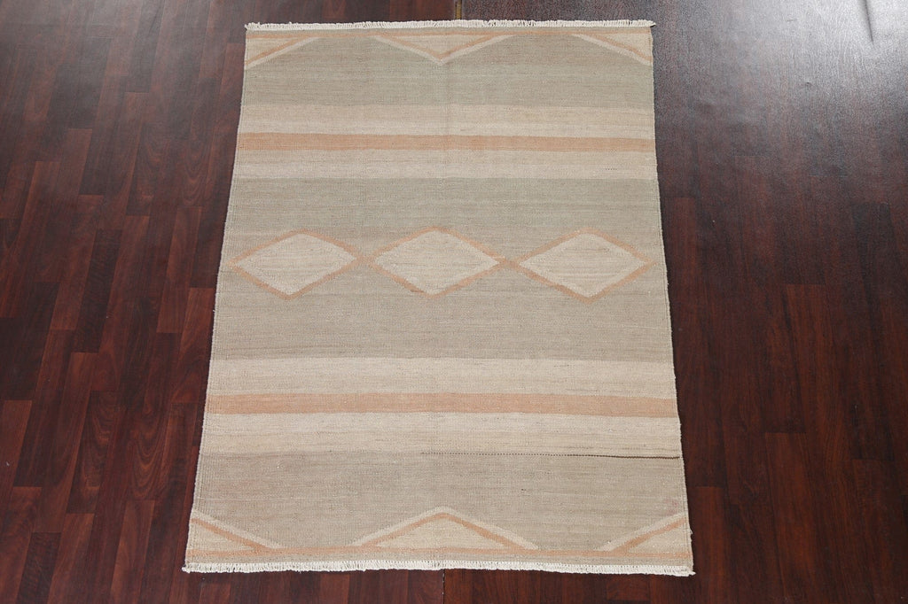 Handmade Natural Dye Kilim Oriental Wool Rug 5x6