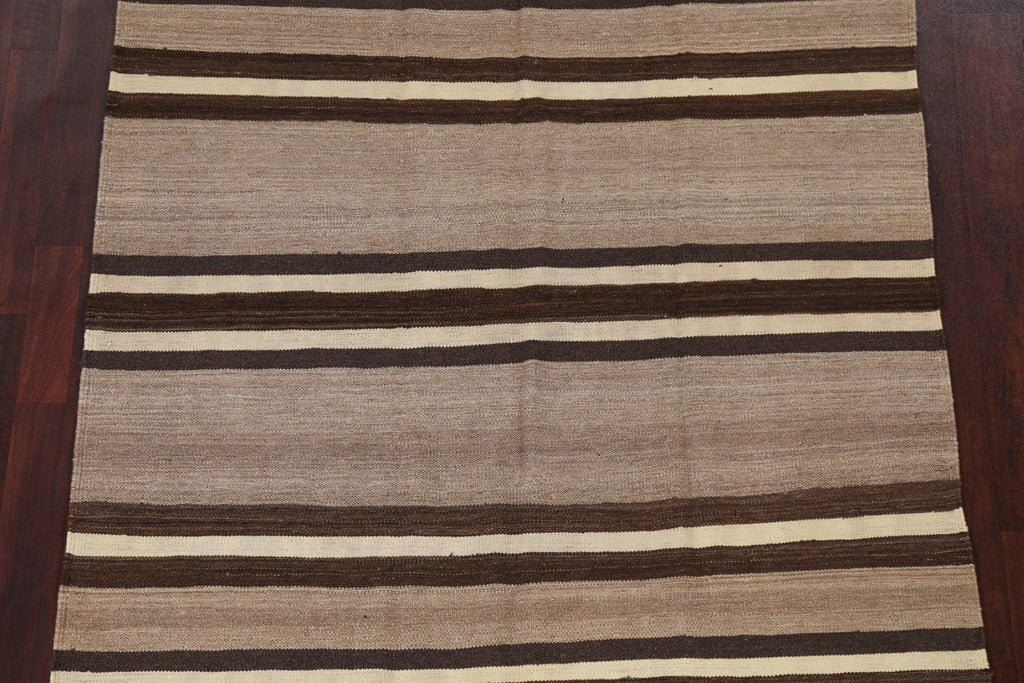 Natural Dye Striped Kilim Wool Oriental Rug 5x7