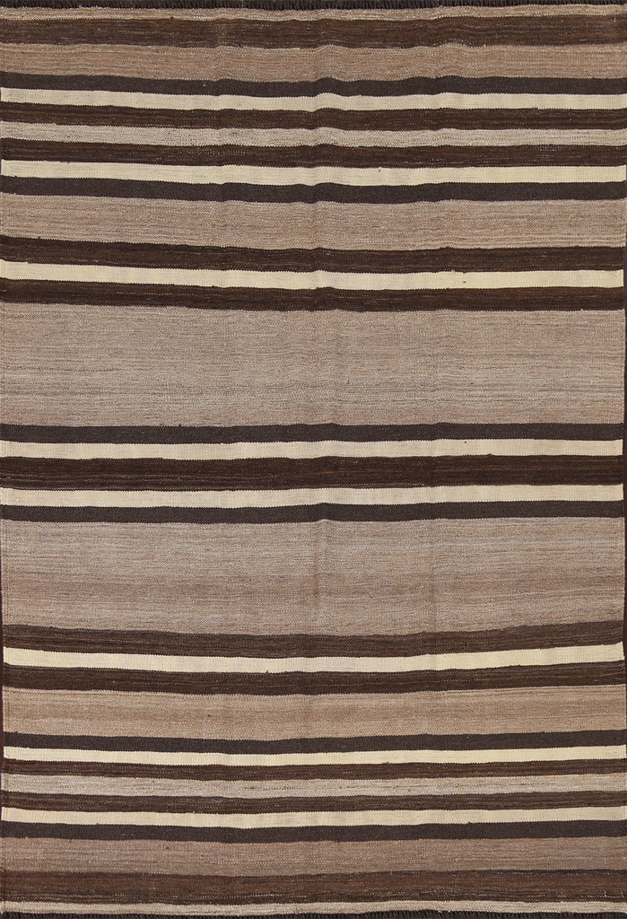 Natural Dye Striped Kilim Wool Oriental Rug 5x7