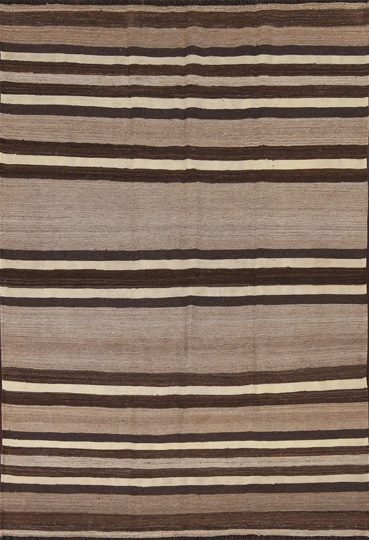 Natural Dye Striped Kilim Wool Oriental Rug 5x7