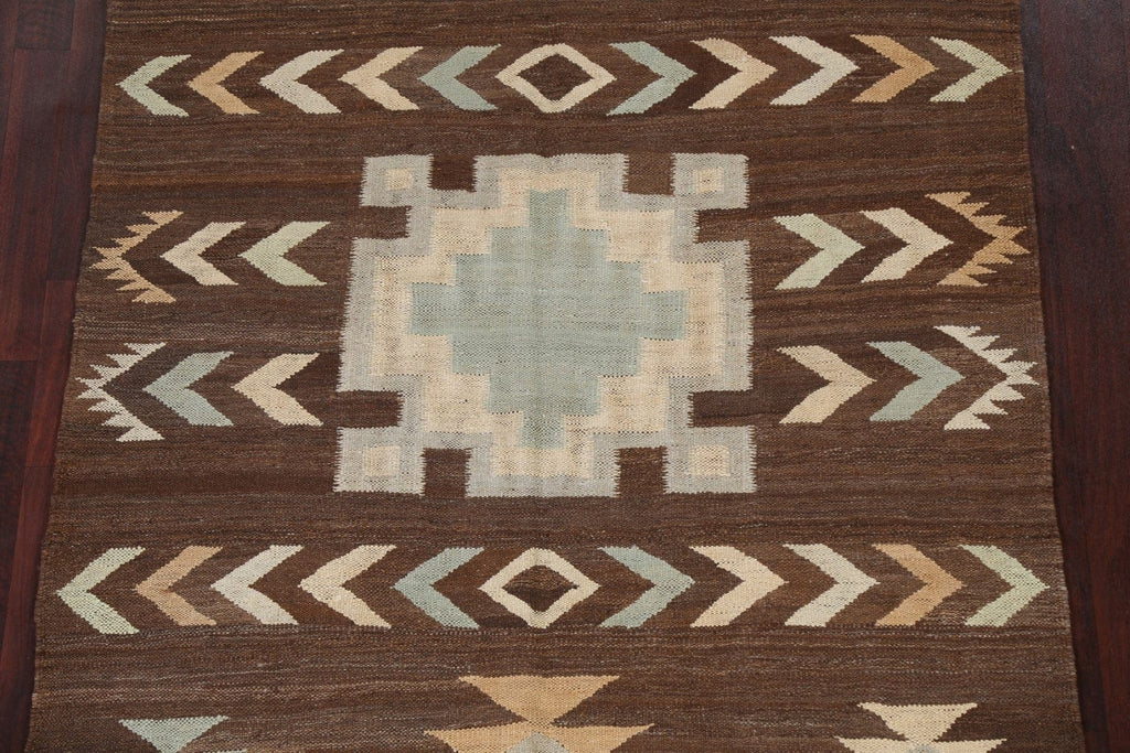 Brown Natural Dye Kilim Oriental Area Rug 5x7