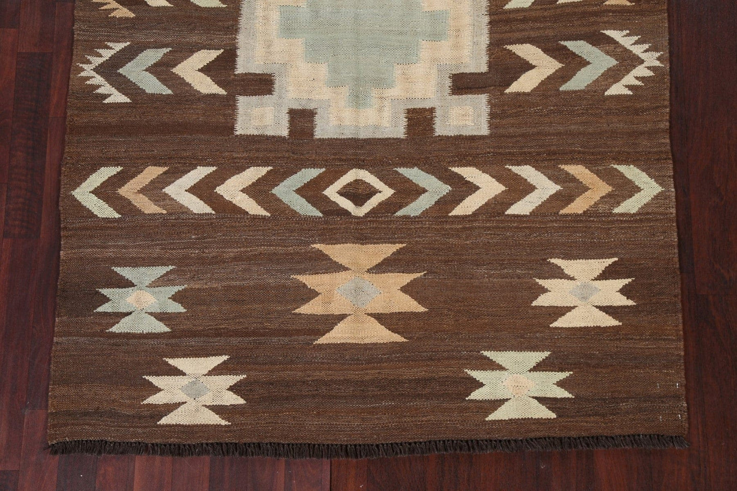 Brown Natural Dye Kilim Oriental Area Rug 5x7