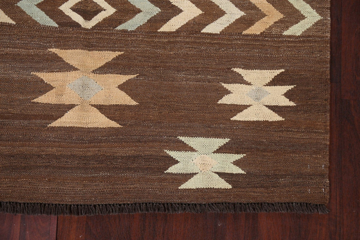 Brown Natural Dye Kilim Oriental Area Rug 5x7