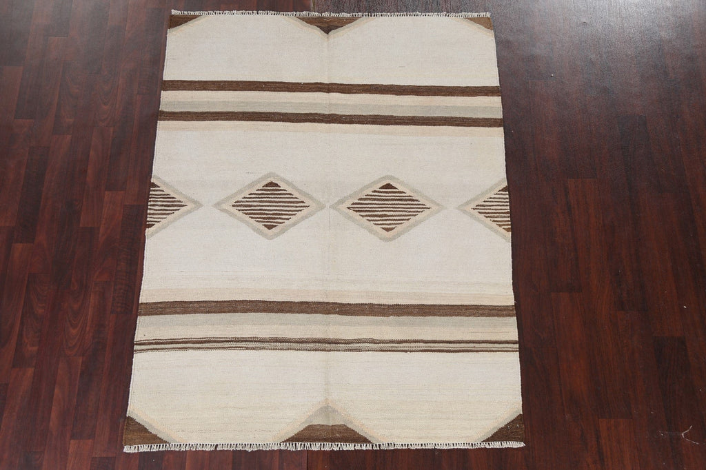 Natural Dye Wool Kilim Oriental Area Rug 4x6