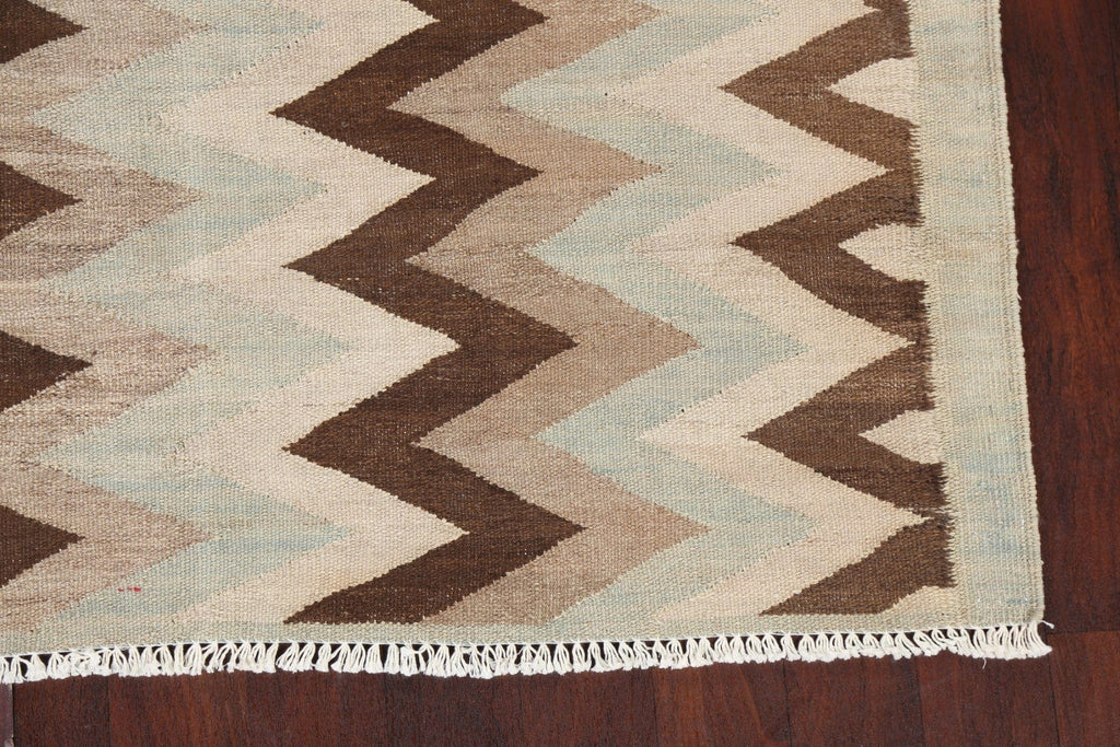 Natural Dye Chevron Kilim Handmade Oriental Rug 5x9