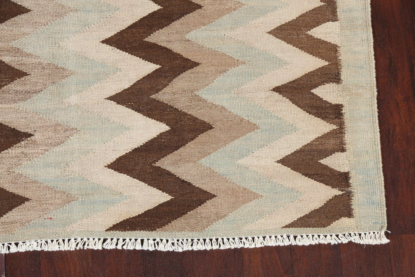 Natural Dye Chevron Kilim Handmade Oriental Rug 5x9