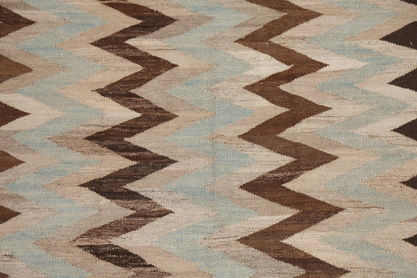 Natural Dye Chevron Kilim Oriental Wool Rug 5x9