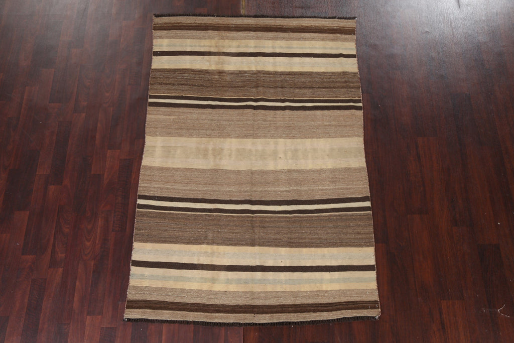 Natural Dye Striped Kilim Oriental Area Rug 5x7