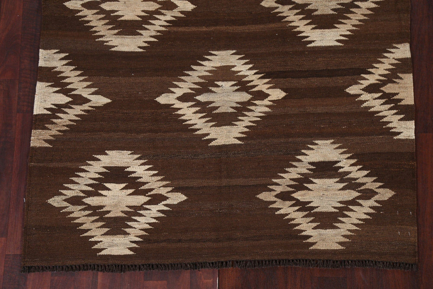 Natural Dye Brown Kilim Oriental Area Rug 5x7