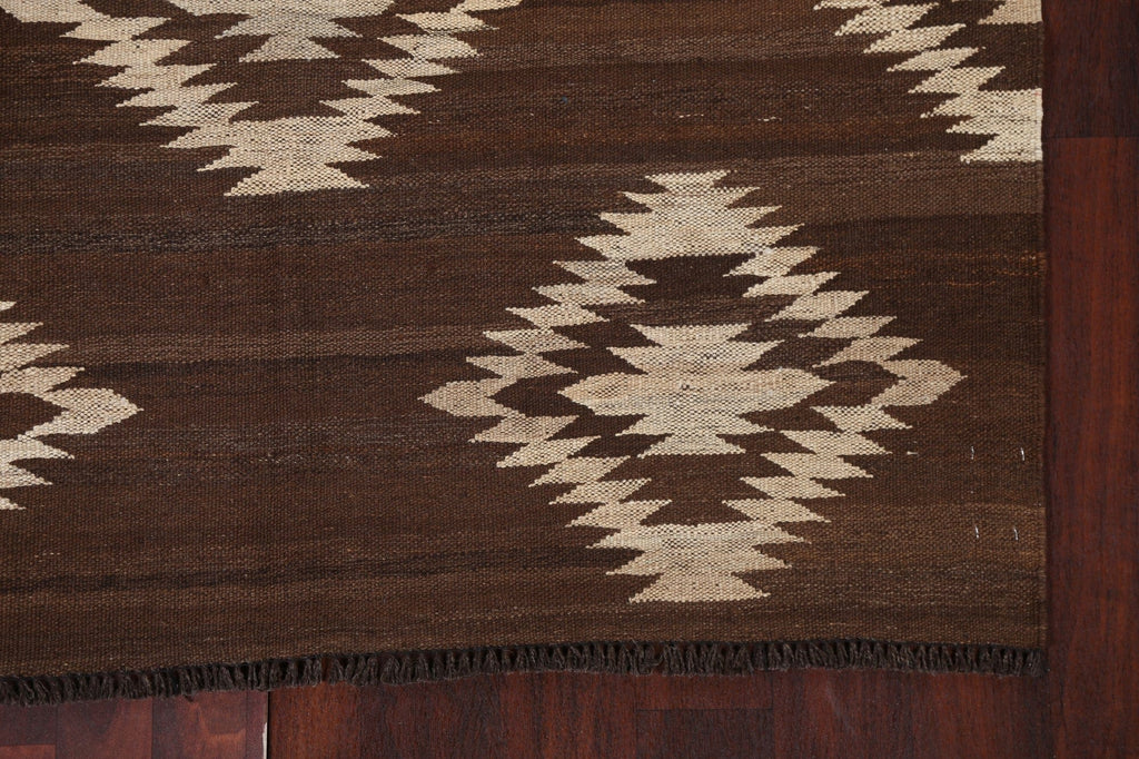 Natural Dye Brown Kilim Oriental Area Rug 5x7