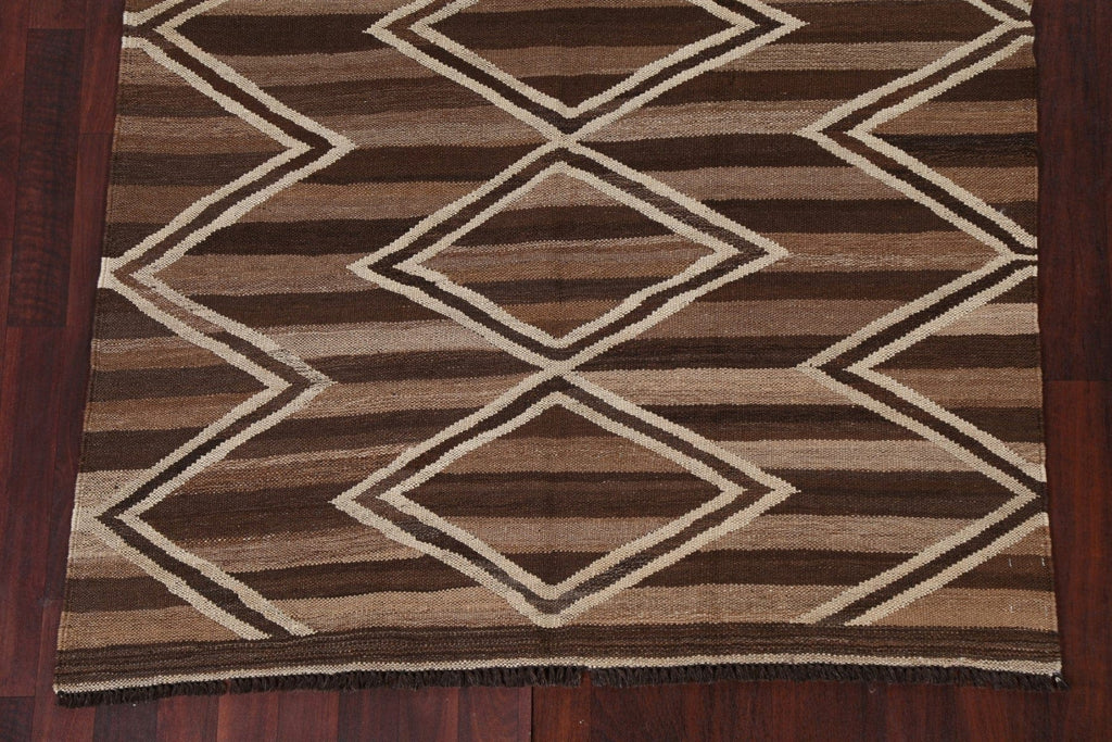 Natural Dye Geometric Kilim Oriental Area Rug 5x6