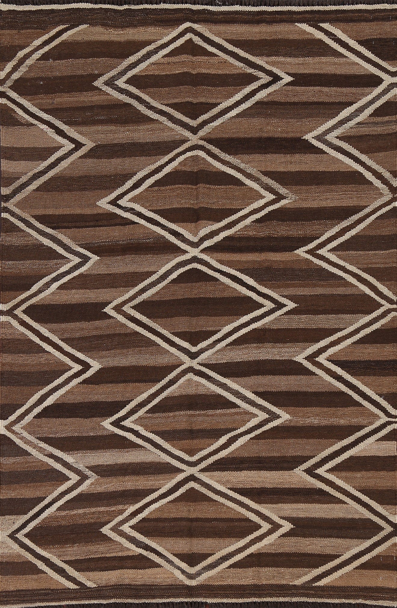 Natural Dye Geometric Kilim Oriental Area Rug 5x6