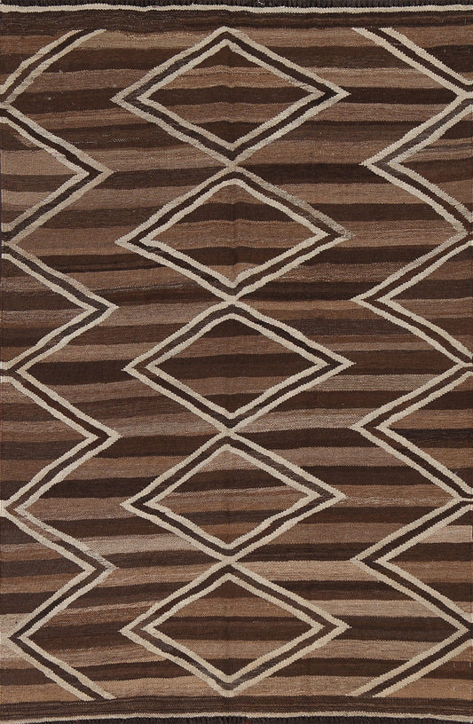 Natural Dye Geometric Kilim Oriental Area Rug 5x6