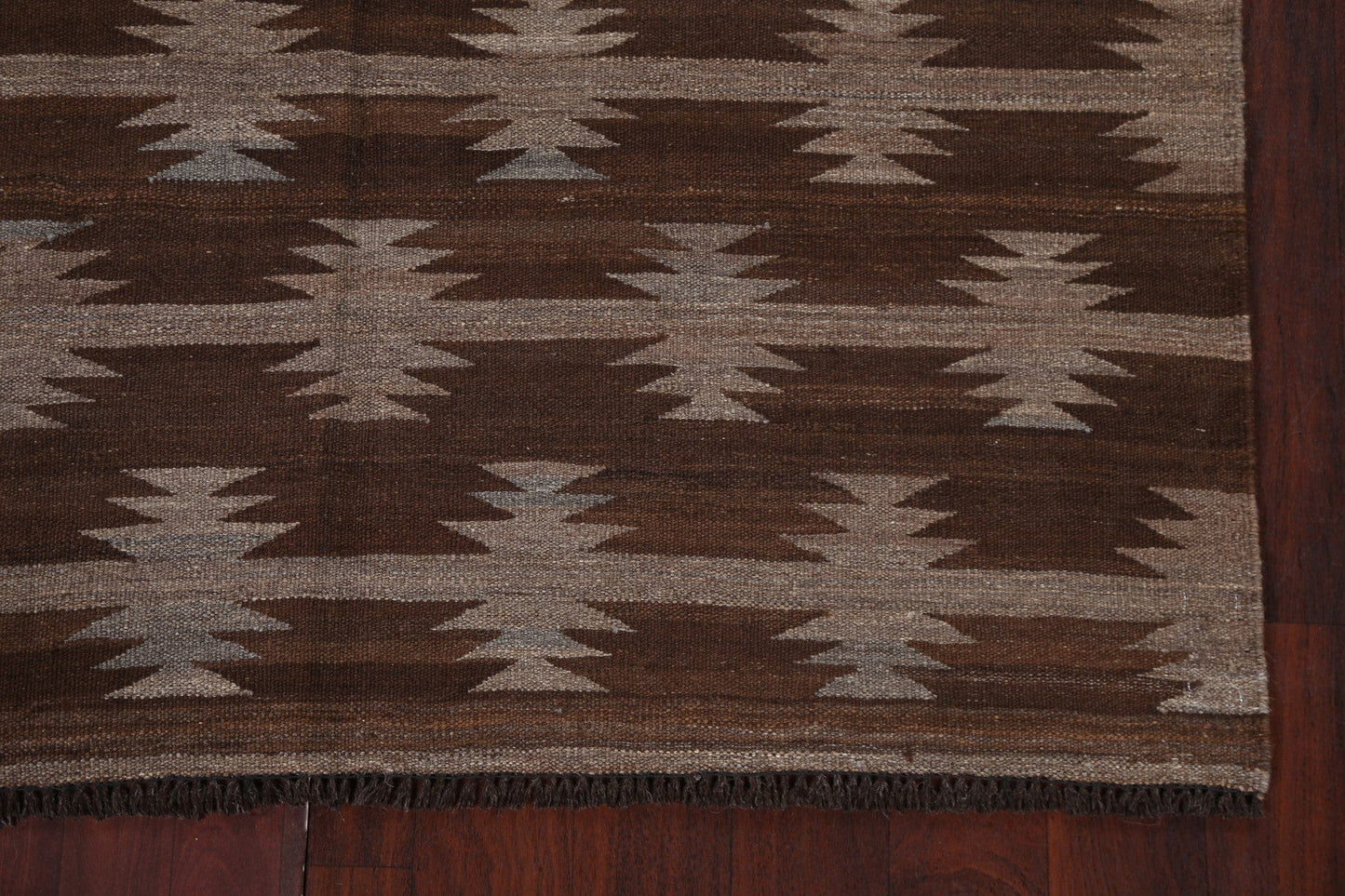 Natural Dye Brown Tribal Kilim Oriental Rug 5x7