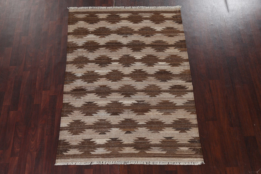 Natural Dye Geometric Kilim Oriental Rug 5x7