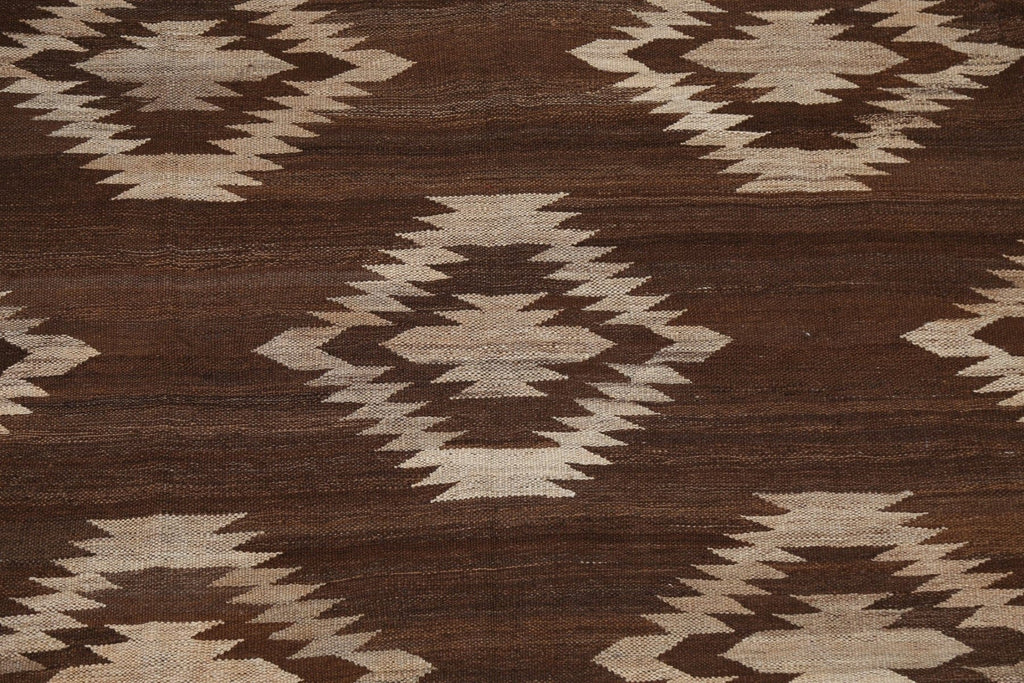 Natural Dye Brown Kilim Oriental Area Rug 5x7