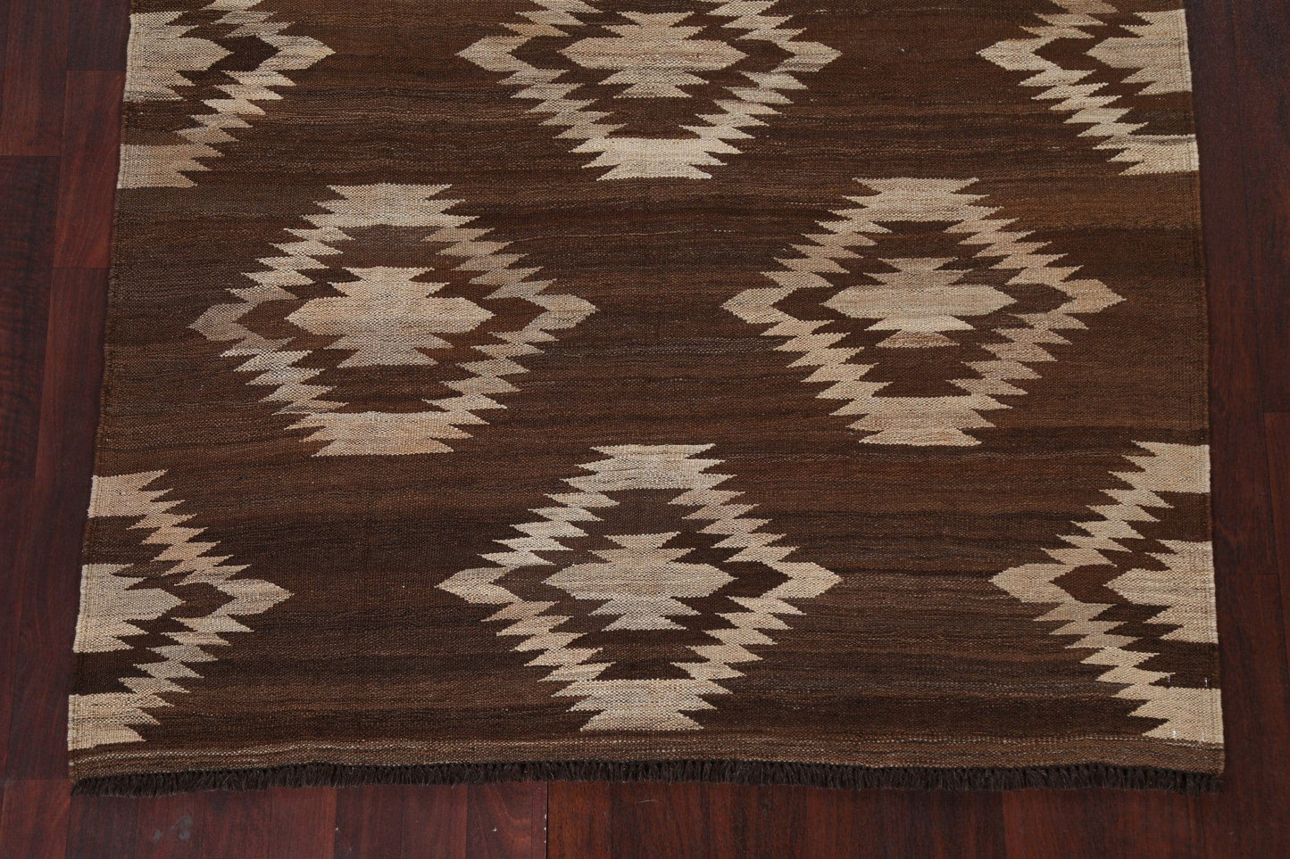 Natural Dye Brown Kilim Oriental Area Rug 5x7