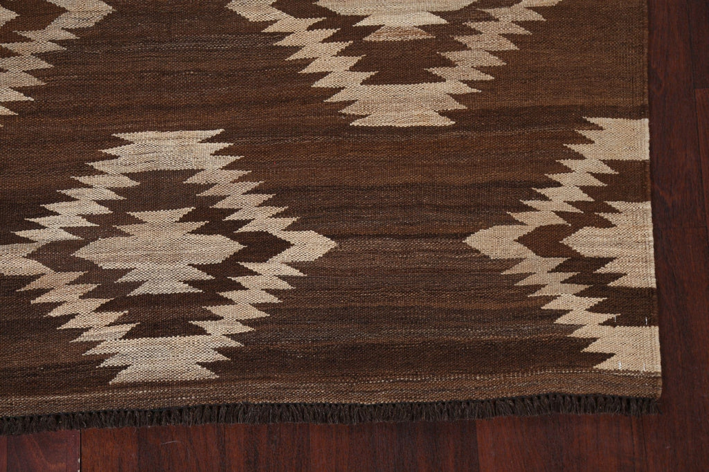 Natural Dye Brown Kilim Oriental Area Rug 5x7