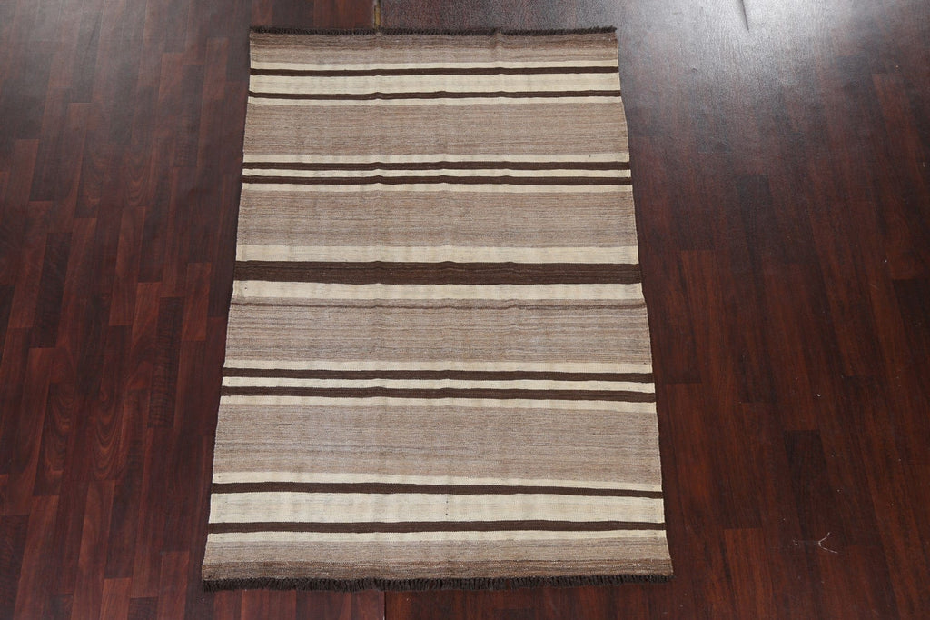 Natural Dye Striped Kilim Oriental Area Rug 5x7