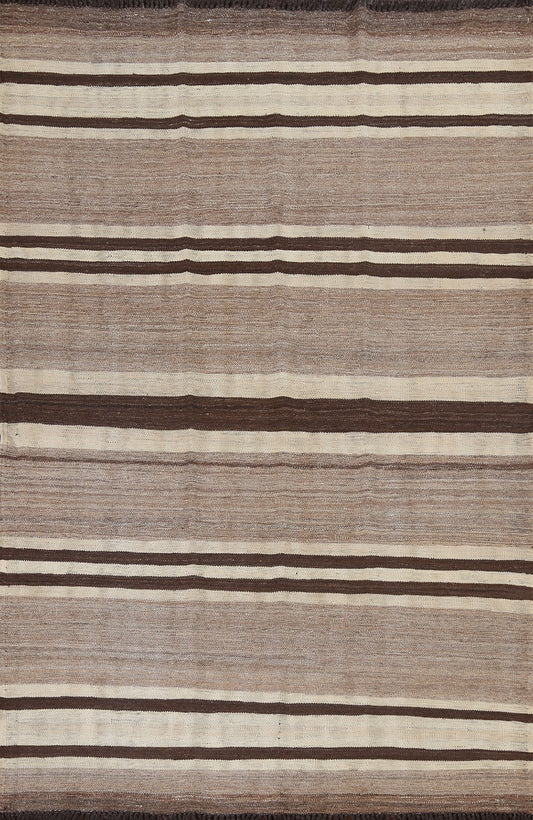 Natural Dye Striped Kilim Oriental Area Rug 5x7