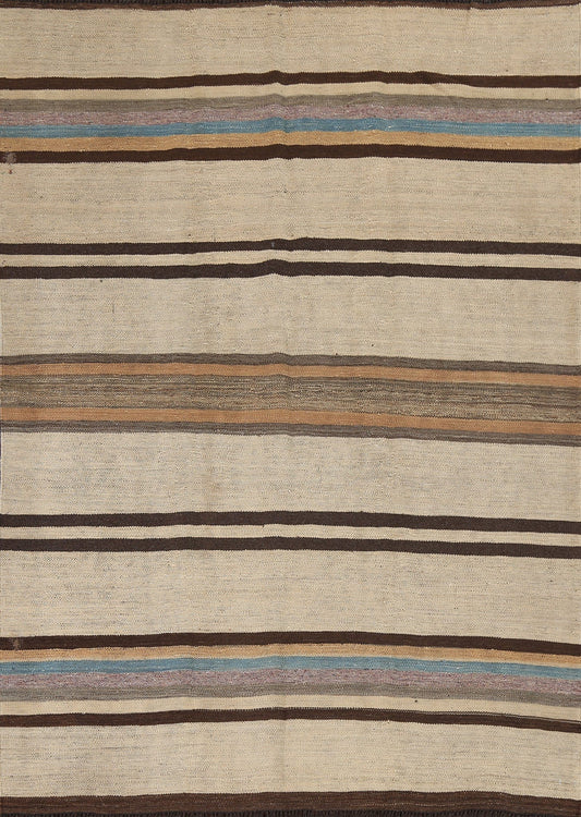 Natural Dye Striped Kilim Oriental Area Rug 5x7