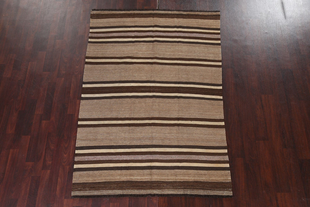 Natural Dye Striped Kilim Oriental Area Rug 5x7