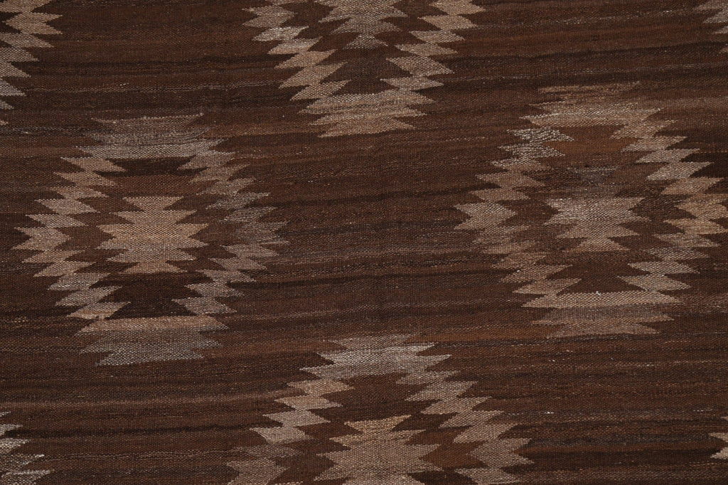 Natural Dye Brown Kilim Oriental Area Rug 5x7