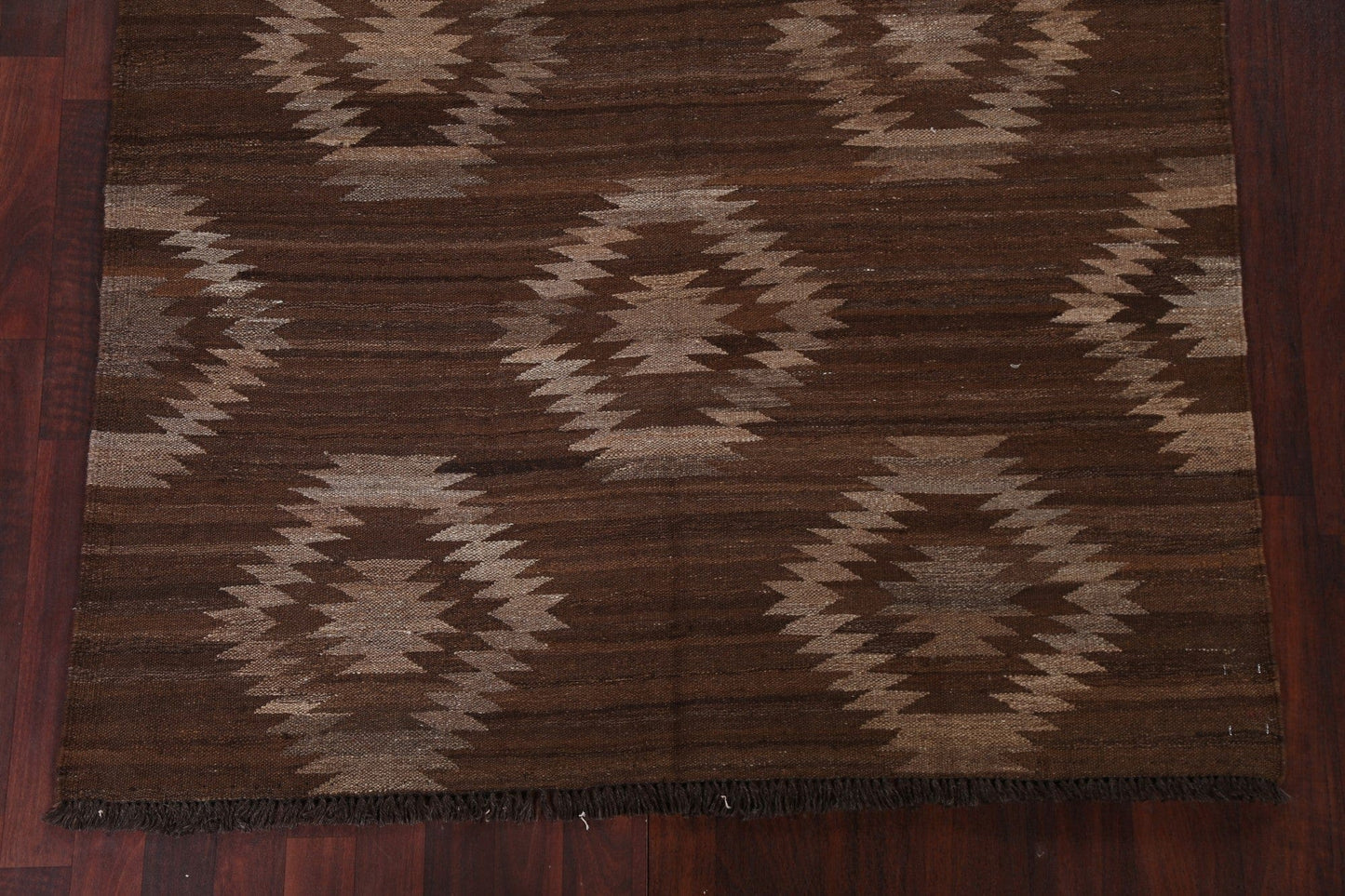 Natural Dye Brown Kilim Oriental Area Rug 5x7