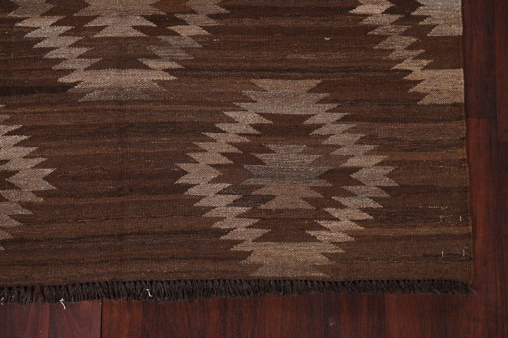 Natural Dye Brown Kilim Oriental Area Rug 5x7